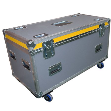 General Purpose Road Trunk Flightcase Grey With Yellow Trim Lid